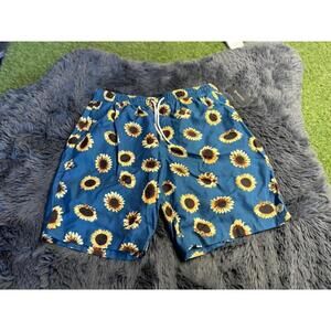 Empyre Men’s size M  Swim Shorts Board Flower Sunflower Draw‎ String New Blue